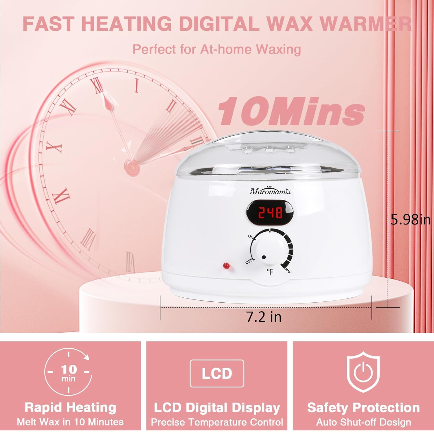 Waxing Kit -Digital Wax Warmer Machine for Hair Removal with 4 Packs of Hard Wax Beads & Silicone Pot for Full Body, Legs, Face, Eyebrows, Bikini, Brazilian at Home Waxing Kit for Women Men - Image 3