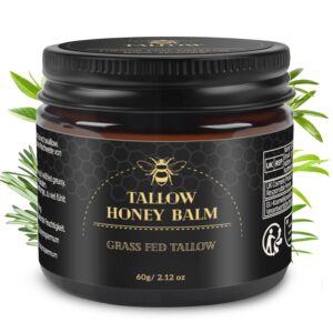 Beef Tallow for Skin,Tallow and Honey Balm,Organic Grass-Fed Beef Tallow Balm with Honey, Face and Body Moisturizer(60g)