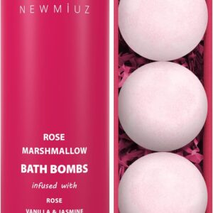 Rose Vanilla Bath Bomb Mega Foaming Bubbles Infused with Vanilla Jasmine Luxurious Spa Bath Essentials Nourishing Dry Skin Stress Relief Bath Gift