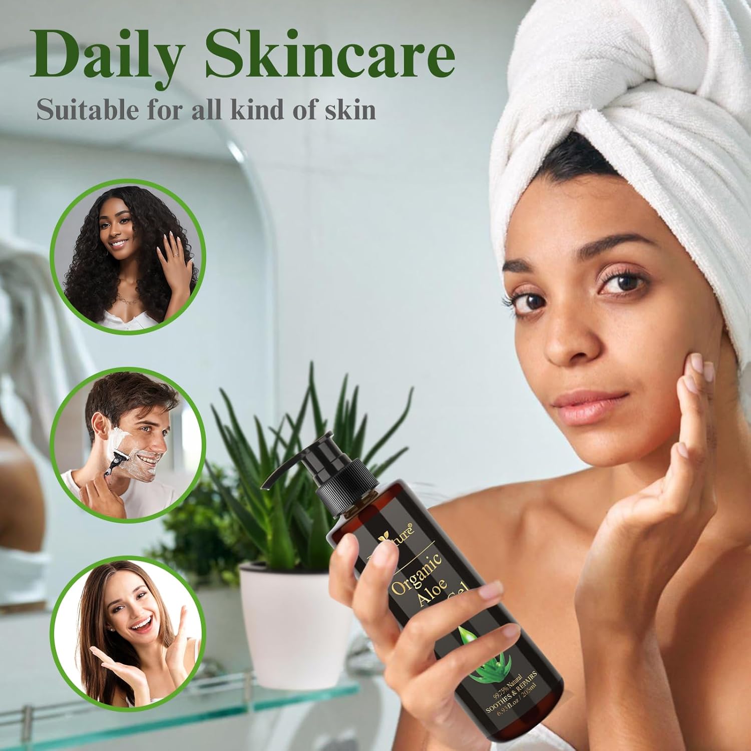 Soothing Aloe Vera Gel with Tea Tree Oil for Skin Hydration and Repair, 6.76 Fl Oz - Image 3