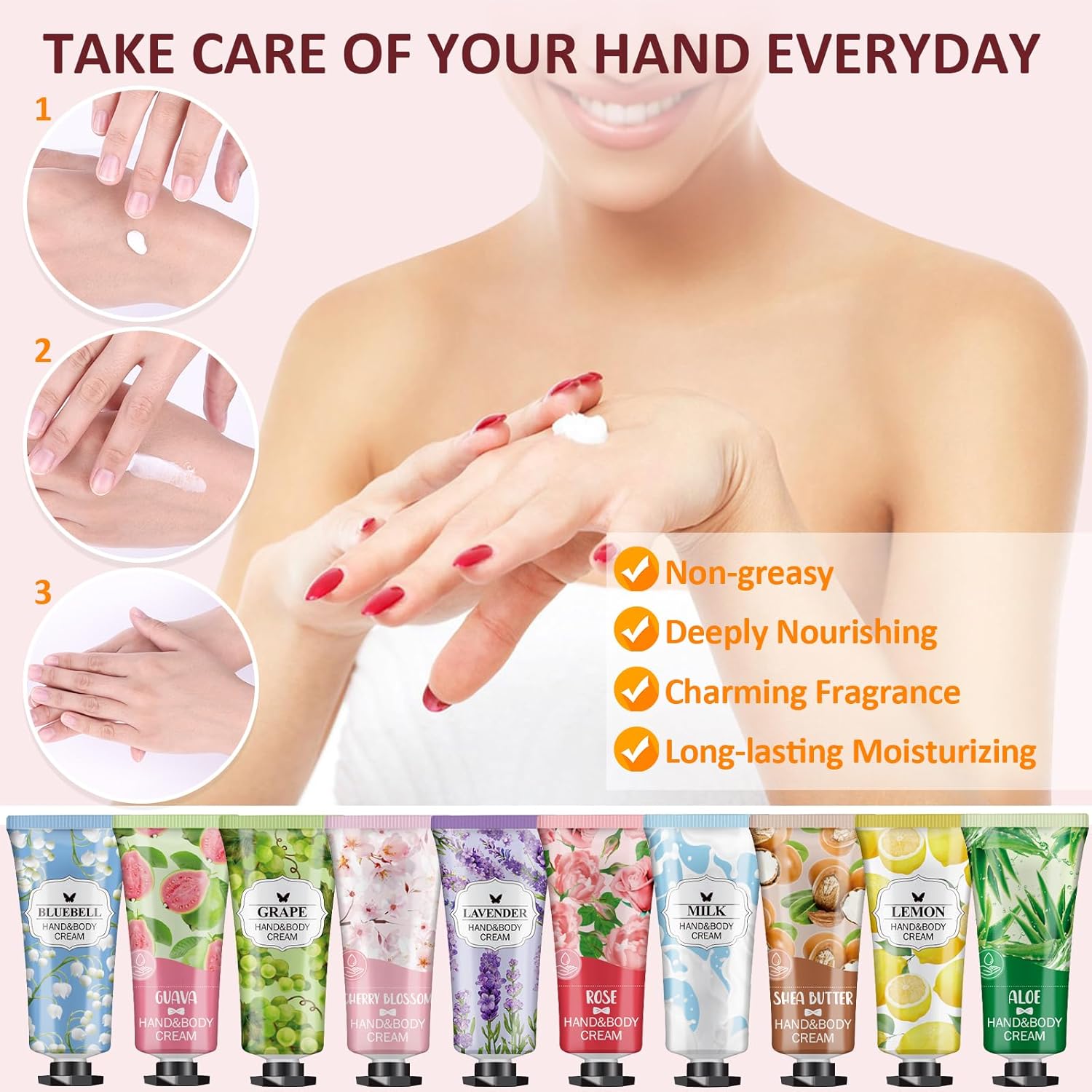 VESPRO 56-Pack Travel Size Hand Cream Gift Set for Women Dry Cracked Hands - Image 4