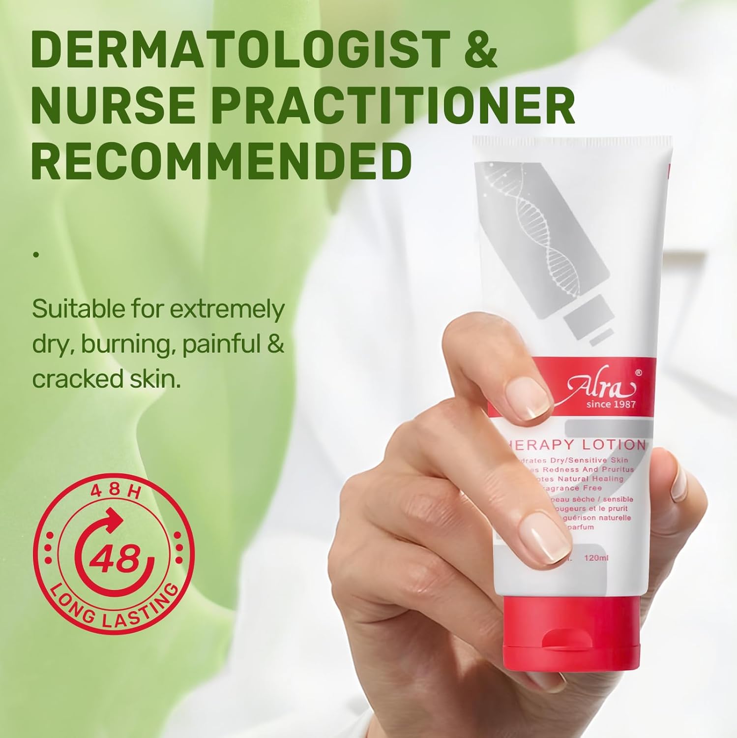 Alra Lotion for Extremely Dry Skin, Face, Hands & Body Cream Moisturizer with Aloe Vera Gel + Lanolin Oil + VE, Itch Relief, After Sun Lotion with Hydrate, Soothe, Cool Benefits, Fragrance free, 4 oz - Image 6