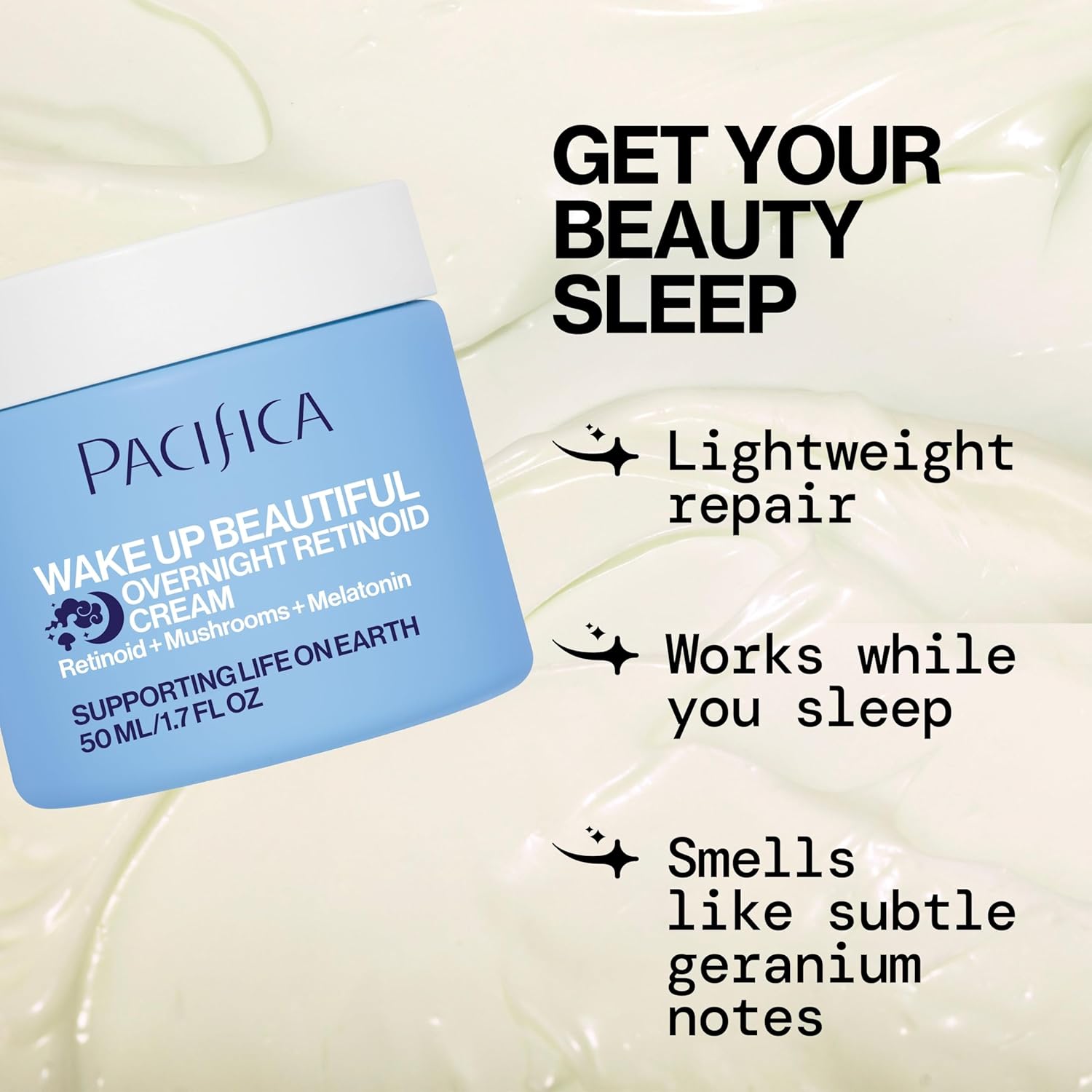 Pacifica Wake Up Beautiful Retinoid Night Cream – Overnight Anti-Aging Moisturizer with Hyaluronic Acid & Melatonin, Reduces Wrinkles & Fine Lines, Hydrating and Gentle for Dry or Mature Skin, Vegan - Image 4