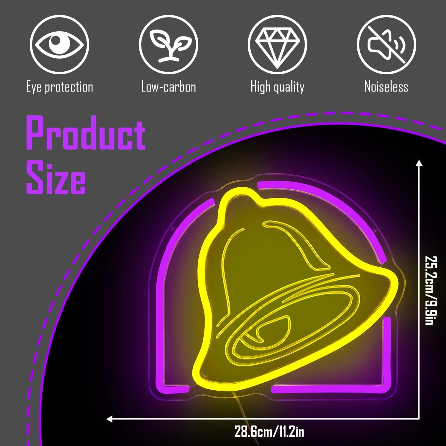 Taco Neon Sign Bell Neon Led Sign Taco Party Decorations Dimmable Led Tacos Neon Light Up Sign for Tacos Lover Home Kitchen Bar Coffee Shop Business - Image 5