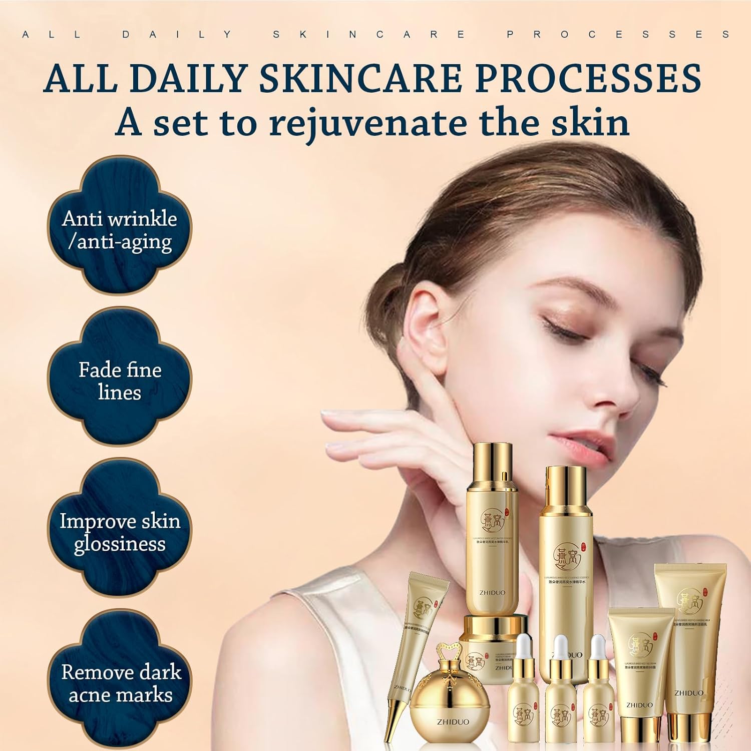 Gentle Anti-Aging 10-Piece Skincare Kit with Cleanser, Toner, and Lotion - Image 2