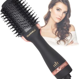 Hair Dryer Brush,Hot Air Brush, Blow Dryer bruch,One Step Hair Dryer and Volumizer with Salon Negative Ionic for Straightening, Professional Brush Hair Dryers for Men and Women (Black)