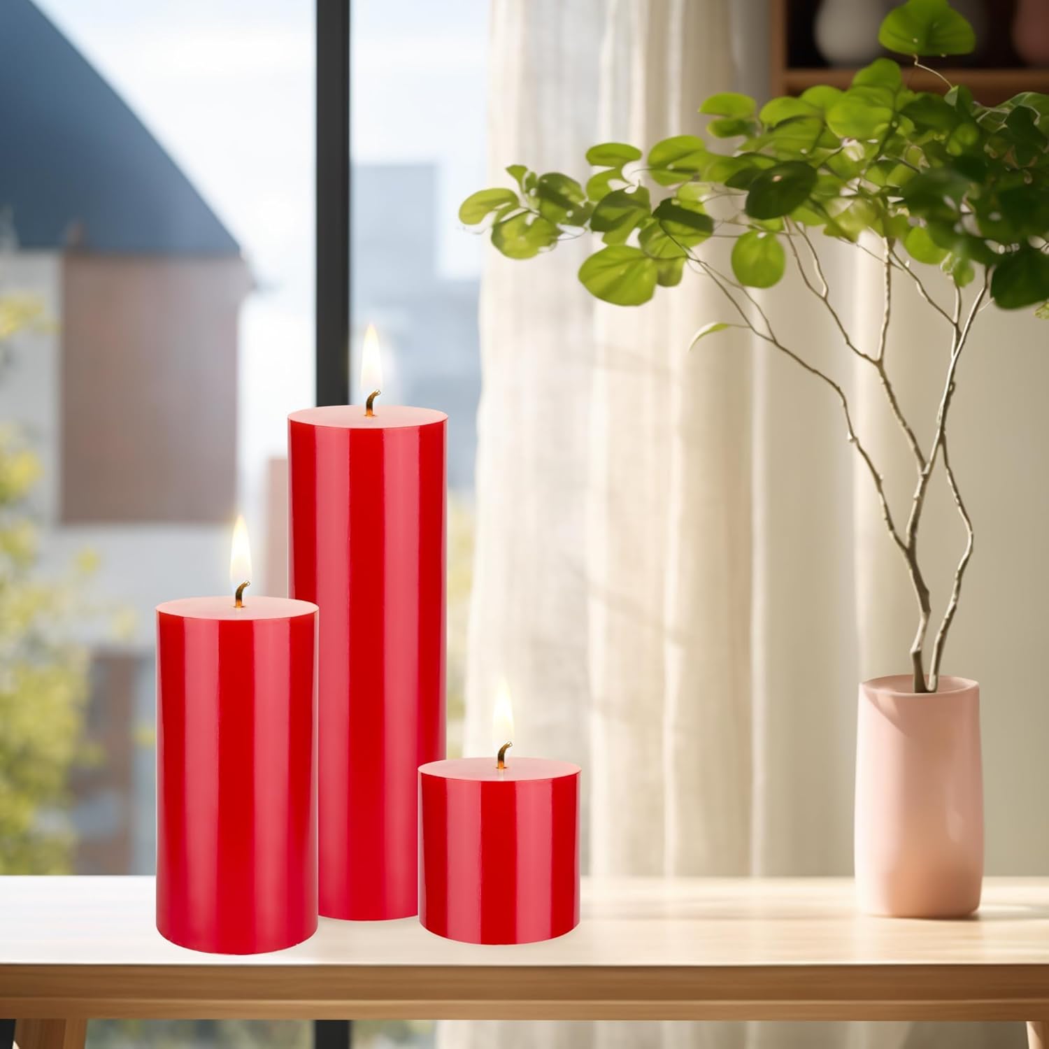 Mega Candles 1 pc Unscented Solid Red Pillar Candles, Hand Poured Premium Wax Candle 3 Inch x 9 Inch, Home Décor, Spas, Weddings, Celebrations, Party, Centerpieces, Holidays, Vigils, Prayers - Image 4