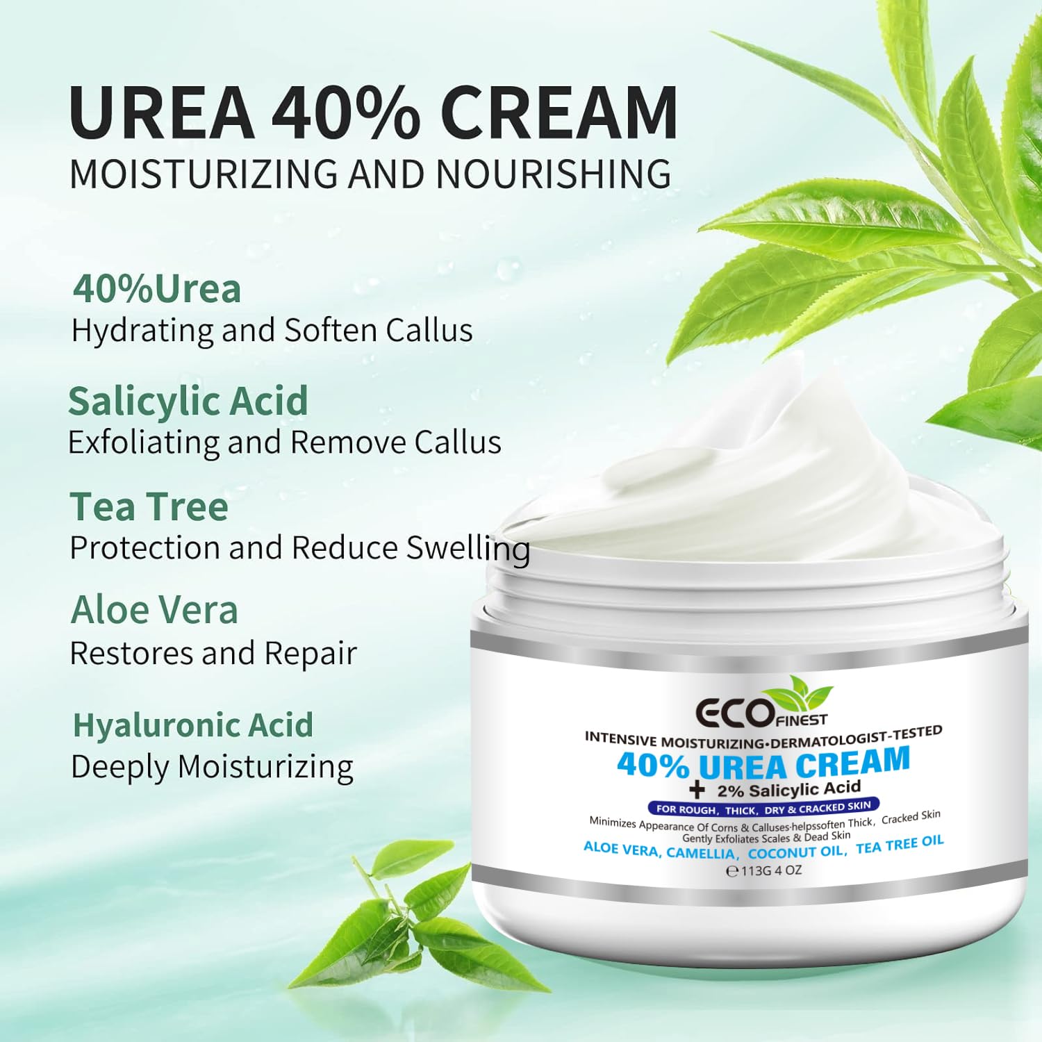 40% Urea Cream Contains Salicylic Acid and Is Suitable for Cracked Heels, Feet, Elbows, and Hands. Foot Cream Is Rich in Hyaluronic Acid, Tea Tree Oil, Etc- 113g/4.0oz - Image 6