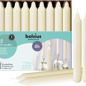 BOLSIUS Ivory Household Candles Bulk Pack 45 Count - Unscented Dripless 7 Inch Dinner Candlesticks - 6+ Hours Burn Time - Premium European Quality - Consistent Smokeless Flame - 100% Cotton Wick