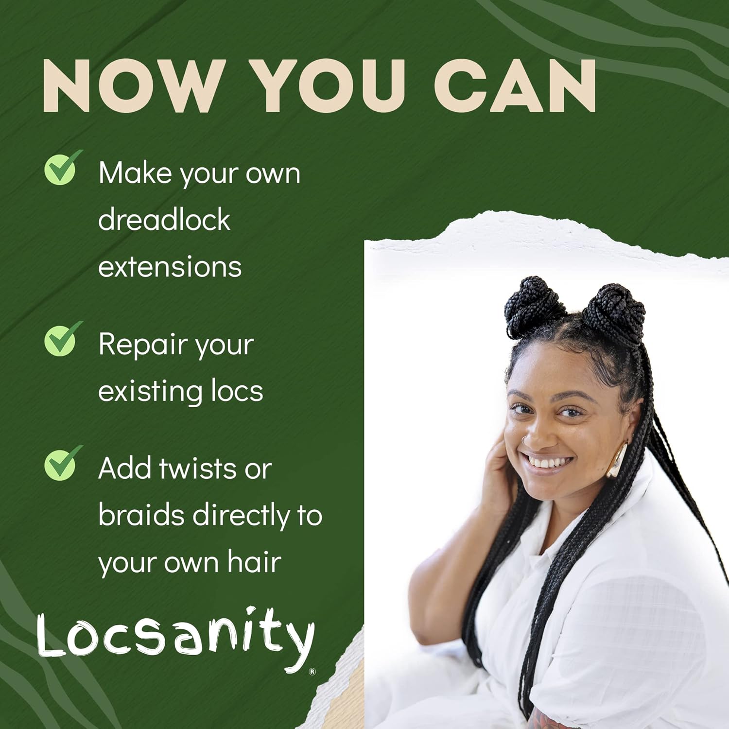 Locsanity 8 Inch 1 Oz Natural Human Hair Bulk for Dreadlocks and Braids Grey - Image 3