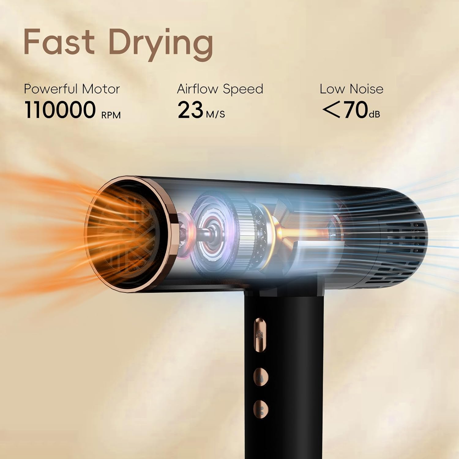 Nicebay 1600W Ionic Hair Dryer with Diffuser for Fast Drying, Lightweight Design - Image 3