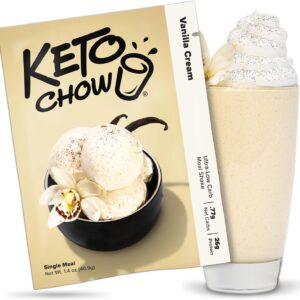 Keto Chow Vanilla Cream - Keto Meal Replacement Shake Powder - Nutritionally Complete - Low Carb - Delicious Easy Meal Substitute - Protein Rich & Dairy Free - Single Meal Serving
