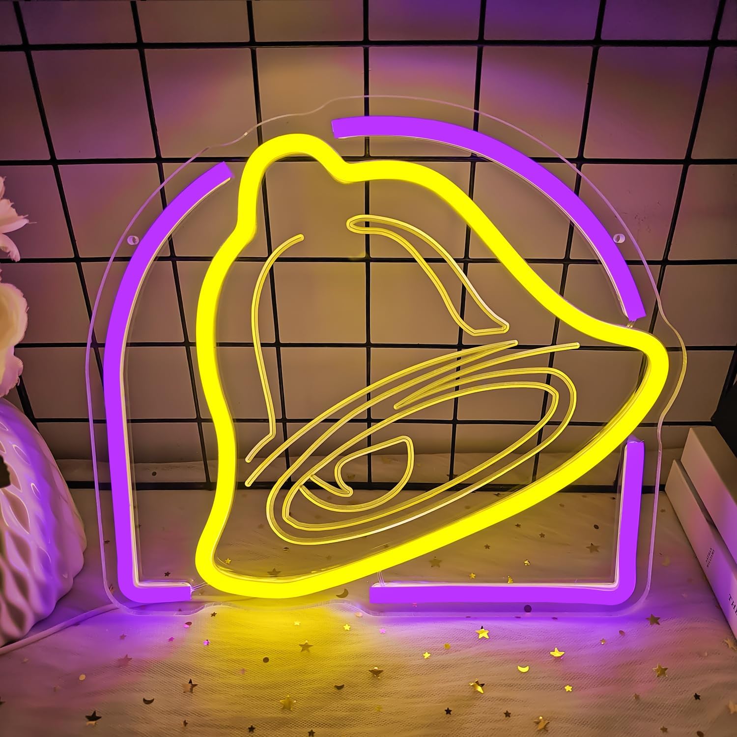 Taco Neon Sign Bell Neon Led Sign Taco Party Decorations Dimmable Led Tacos Neon Light Up Sign for Tacos Lover Home Kitchen Bar Coffee Shop Business - Image 2