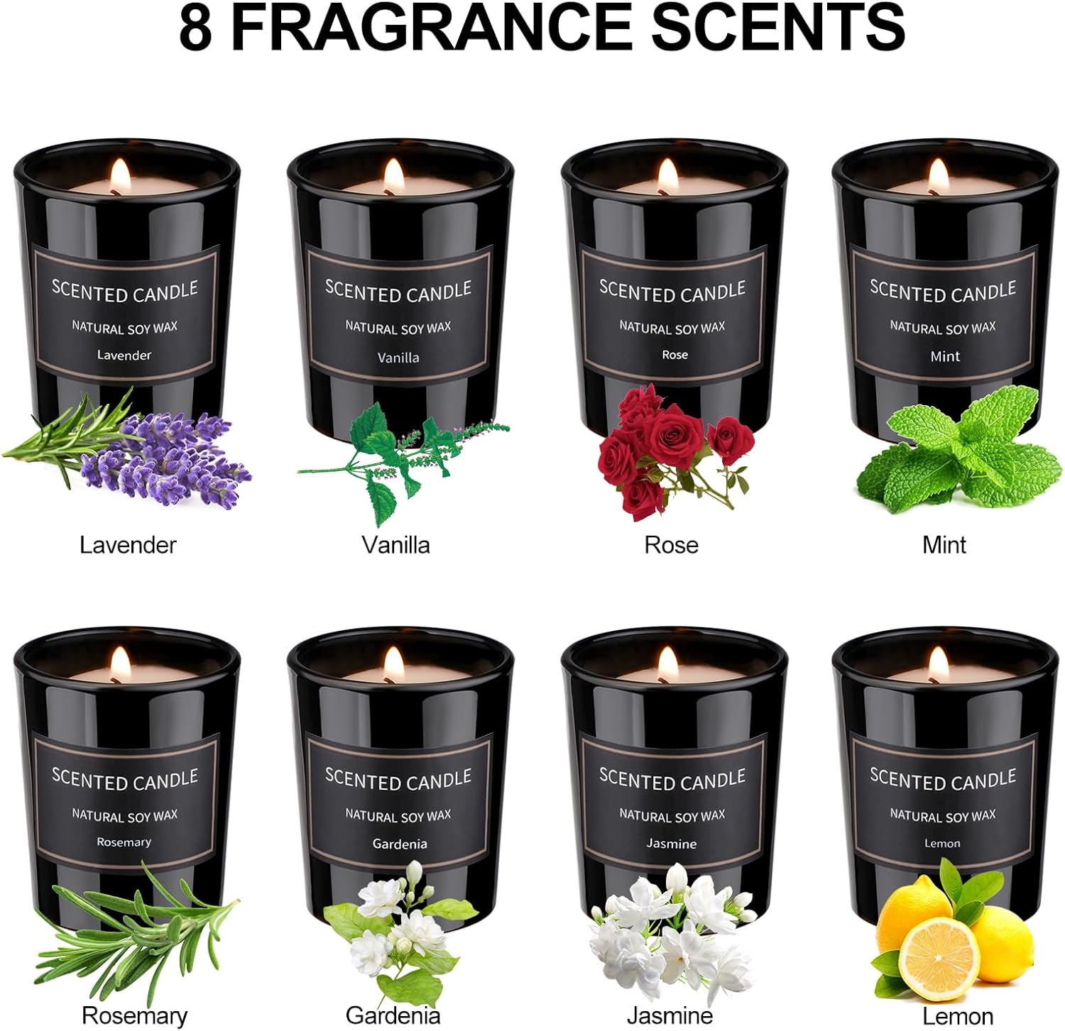 8 Pack Scented Candles for Home, Scented Candles Gifts Set for Men, Smoke-Free Strong Fragrance Long Lasting, Aromatherapy Candles for Women Men, Father's Day Gifts - Image 5