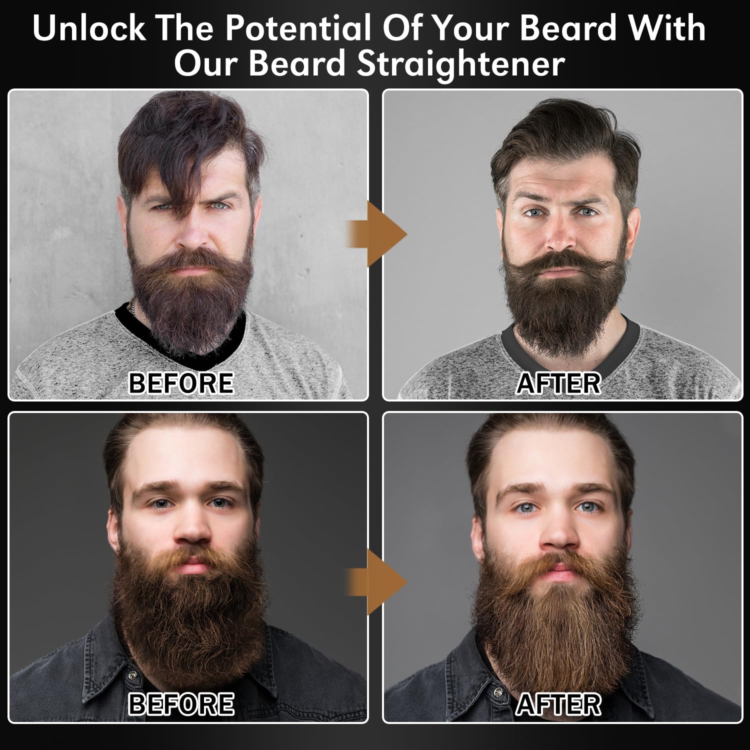 Heated Beard Straightener Brush with Beard Oil and Balm - 3-in-1 Grooming Kit - Image 3