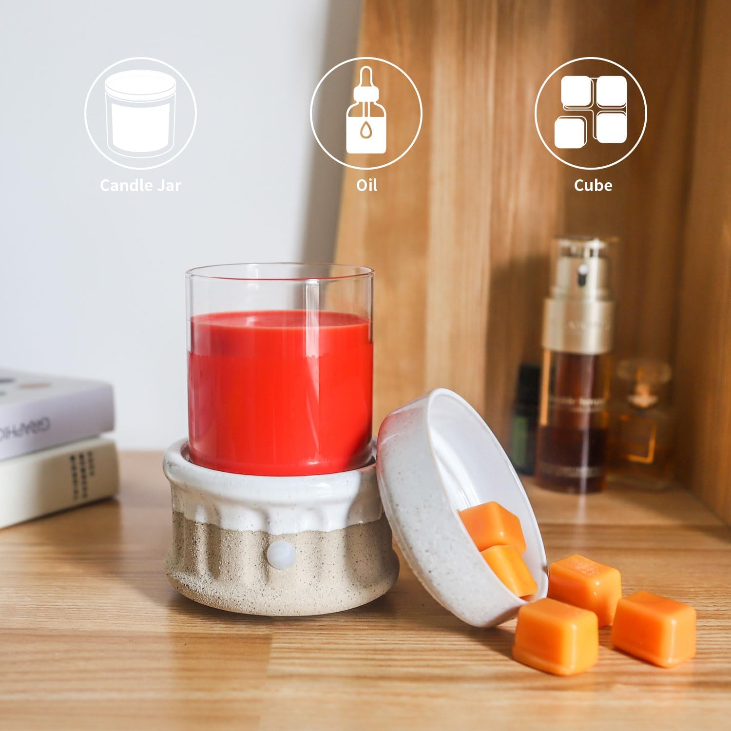 Ceramic Wax Melt Warmer - 3 in 1 Smokeless and Flameless Electric Wax Warmer,Easy to Handle Candle Warmer for Essential Oil and Wax Cubes is Suitable for Home and Office Décor… - Image 3