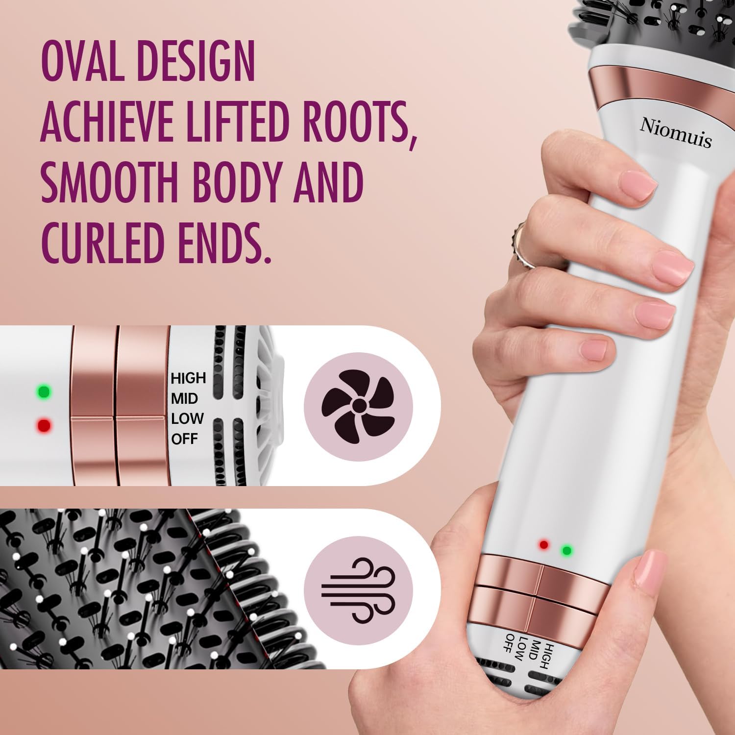 Blow Dryer Brush Hair Dryer Brush Smooth Heated Comb Dual Mode for All Hair Types, 4 in 1 Styler Volumizer, Professional Salon Hot Air Brush for Drying Straightening Curling Volumizing Hair - Image 3