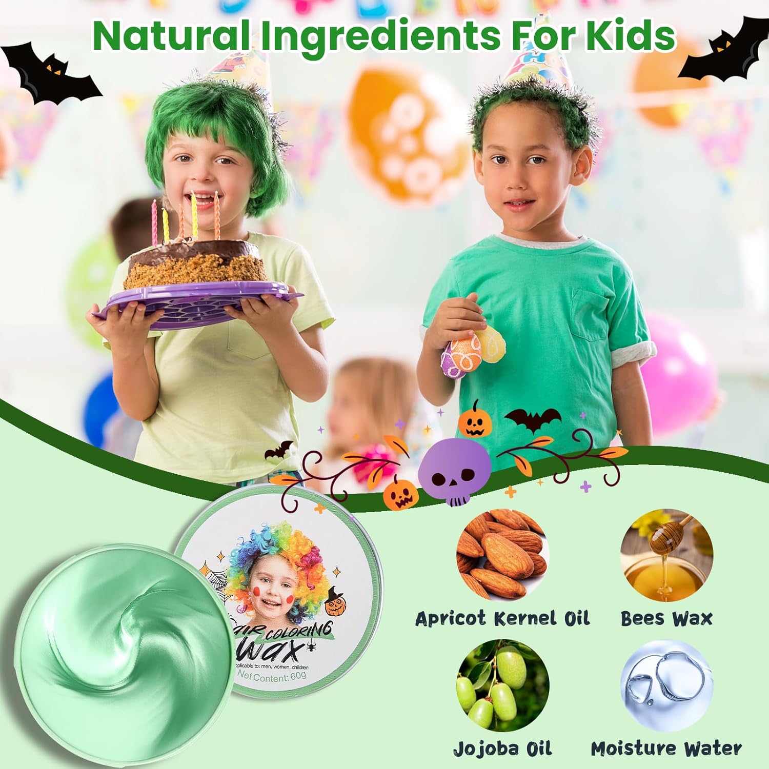 Temporary Green Hair Color Wax Mud Cream for All Ages Washable Styling Dye 100g - Image 2