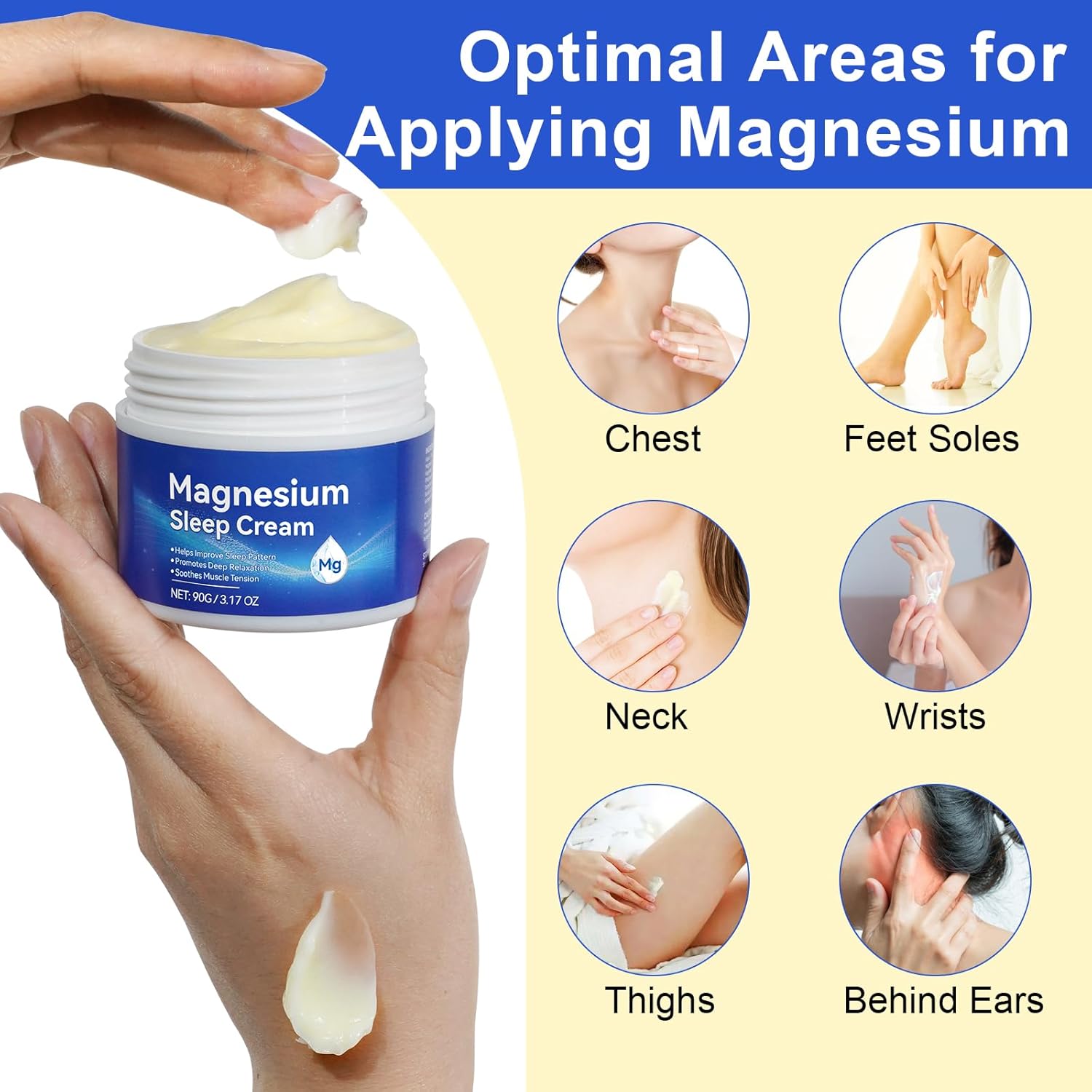 Magnesium Cream, Magnesium Lotion for Sleep, Topical Magnesium Oil Cream for Feet, Legs or Arms, Magnesium Sleep Cream with Essential Oils, Lavender, 3.17 Oz - Safe and Easy to Absorb - Image 5