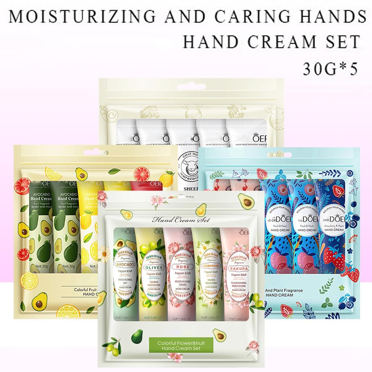 Hand Cream, Moisturizing Hydrating Hand Cream for Dry Cracked Hands, Plant Fragrance Hand Lotion Stocking Stuffers Gift Set 5pack, Mini Hand Care Cream Travel Size for Men and Women (Green) - Image 7