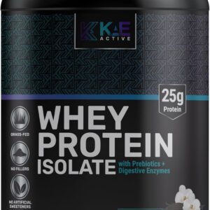 KAE Active Easily Digestible Vanilla Grass-Fed Whey Protein Isolate Powder. Clean Formula with only 5 Ingredients. 25g of Protein.