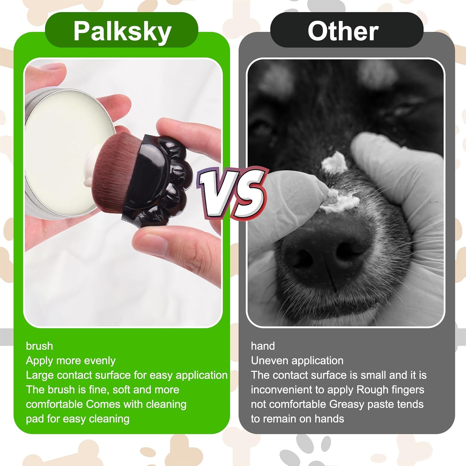 Palksky Dog Paw Pad Balm Brush, 2PCS Paw Balm Applicator for Dog, Puppy Paw Soother Brush,Dog Care Skincare Brush, Paw Butter for Dogs Brush, Dog and Cat Foot Nose Butter Cream Brush - Image 2
