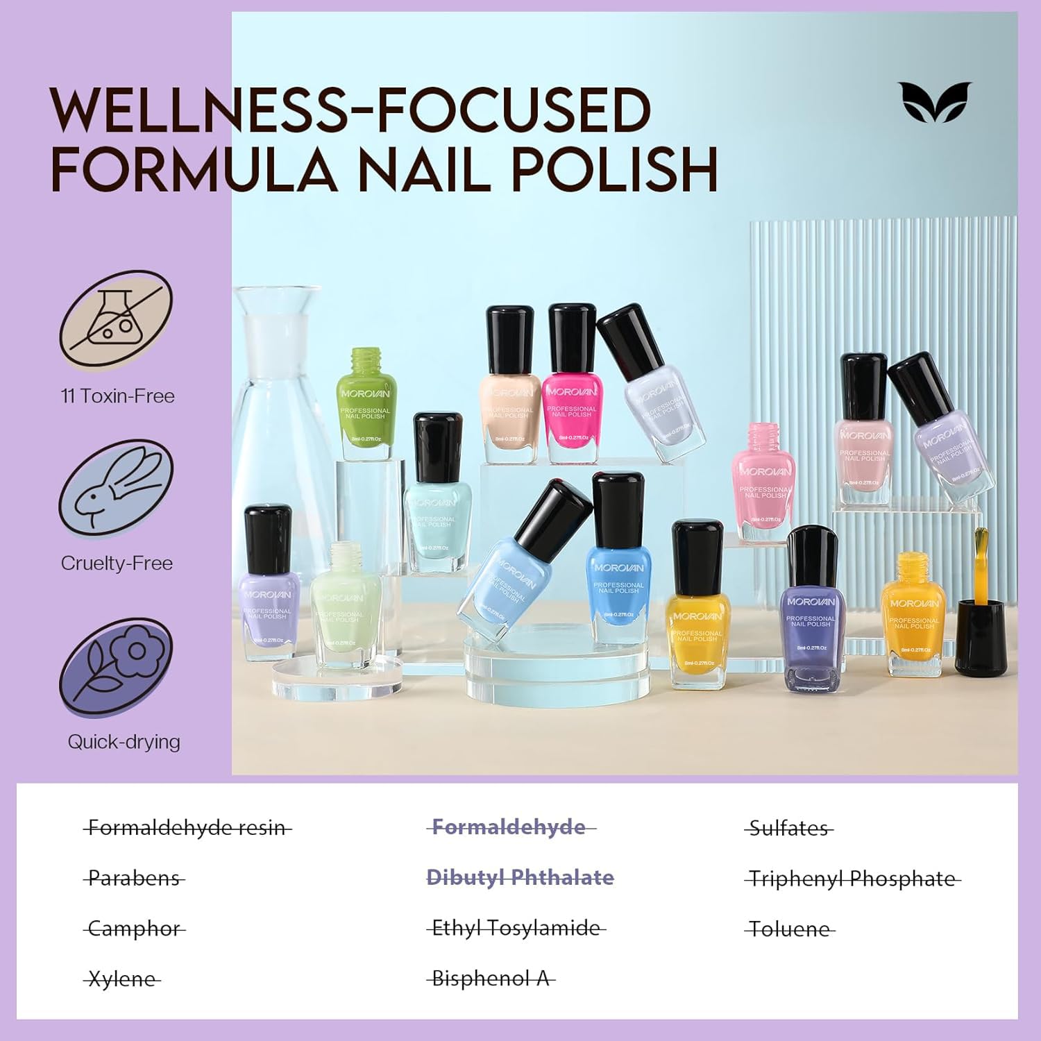 Morovan 15 Color Pastel Nail Polish Set 8ml Bottles for Women - Image 4