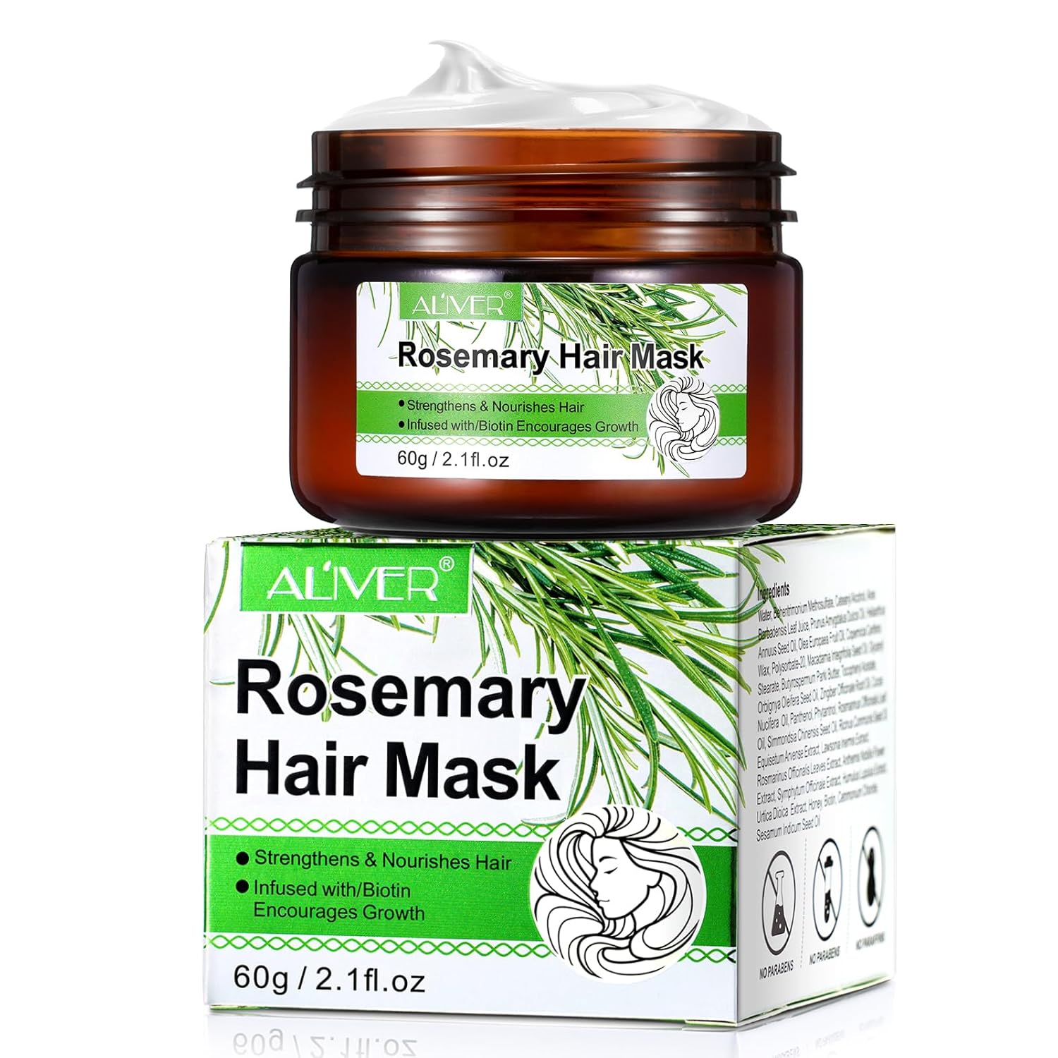 Rosemary Hair Masque, Hair Treatment Oil, Repairs Damage Hair Root, Essential Oil & Biotin Deep Treatment, Deep Conditioner Suitable for Dry & Damaged Hair-60g