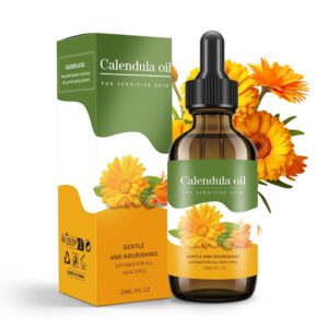 Calendula Oil for Skin - 100% Natural Calendula Oil for Anti-Aging, Moisturizing, Wrinkle Reduction, & Skin Firming | Perfect Natural Skin Moisturizer (1 Fl Oz)