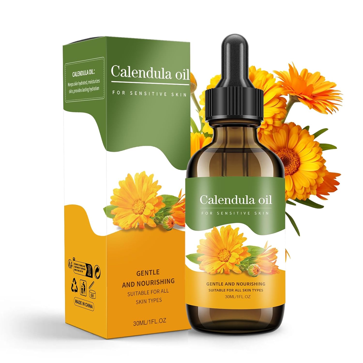 Calendula Oil for Skin - 100% Natural Calendula Oil for Anti-Aging, Moisturizing, Wrinkle Reduction, & Skin Firming | Perfect Natural Skin Moisturizer (1 Fl Oz)