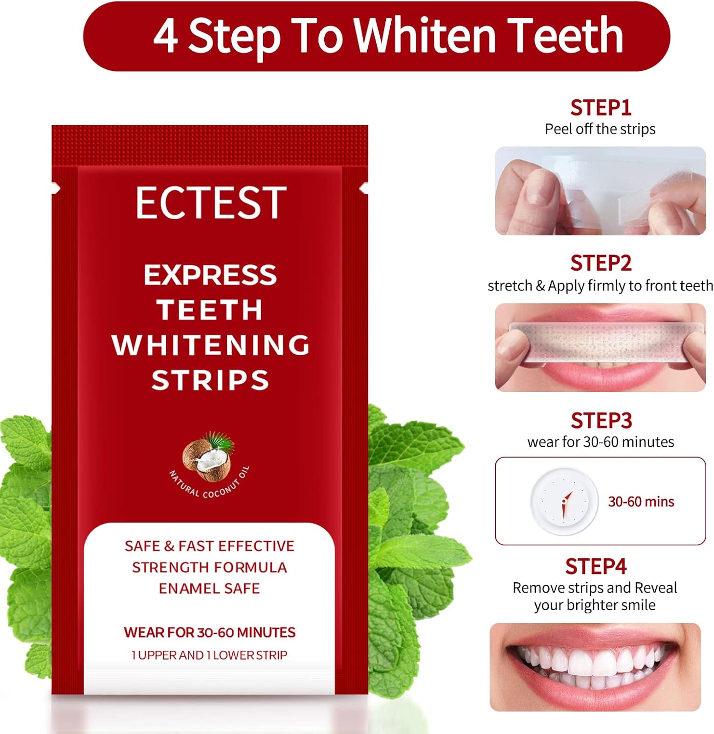Teeth Whitening Strips for Teeth Sensitive, Professional Teeth Whitening Kit for Coffee Drinker, 28 Teeth Whitener Strips Coconut Flavor, 14 Treatments Easy to Use - Image 6