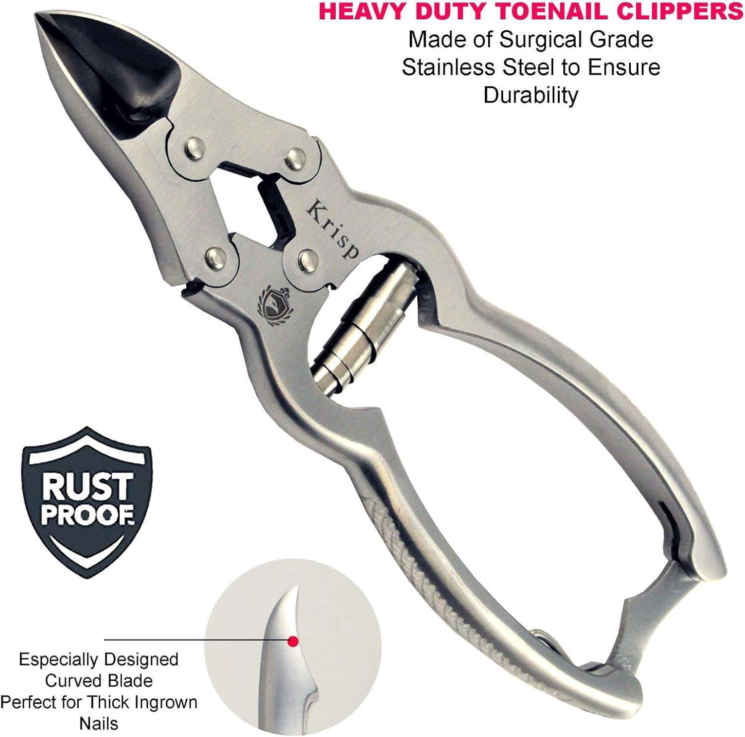 Toenail Clippers for Thick Ingrown Toenails - Professional Podiatry Nail Cutter Fingernail Clipper Trimmer Heavy Duty Surgical Grade Stainless Steel Men Seniors Adults Podiatrist Tool Krisp Beauty - Image 2