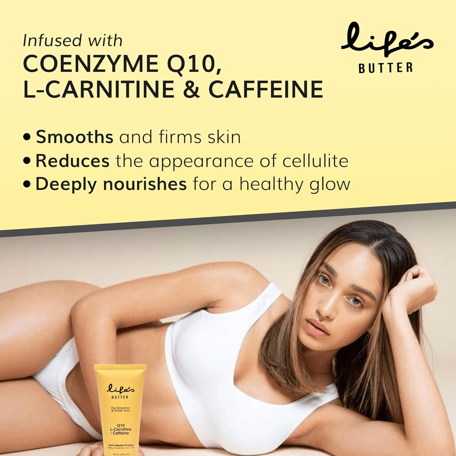 Life's Butter Anti-Cellulite Cream - 100% Natural - Made in USA - Cruelty-Free - Hypoallergenic - Best Cellulite Reduction - Skin Firming + Tightening for Women L-Carnitine + CoQ10 + Caffeine – 6oz - Image 4