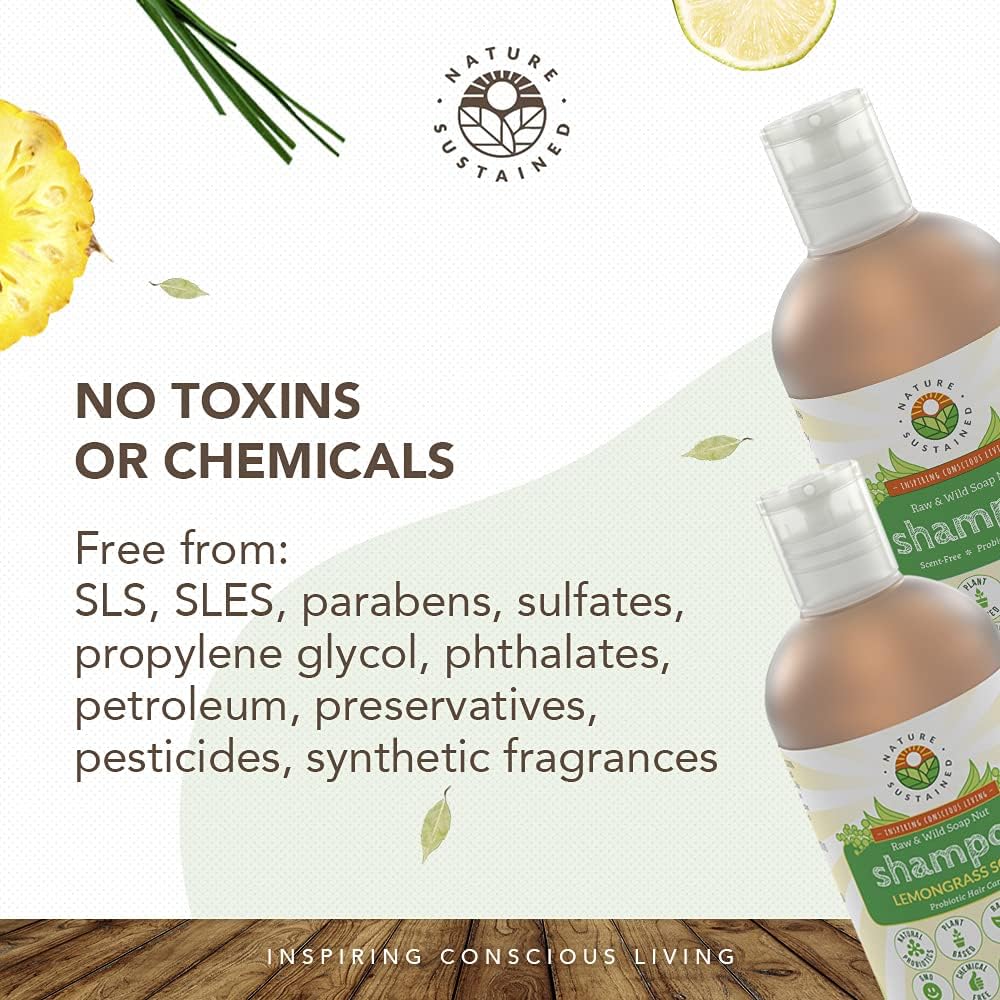 Natural Shampoo - Organic, Raw & Wildcrafted with Probiotics, Hypoallergenic Natural & Sulfate Free Shampoo for Sensitive Scalp, Dry Hair, Dandruff, Eczema & Psoriasis, 9oz, Original - Image 6