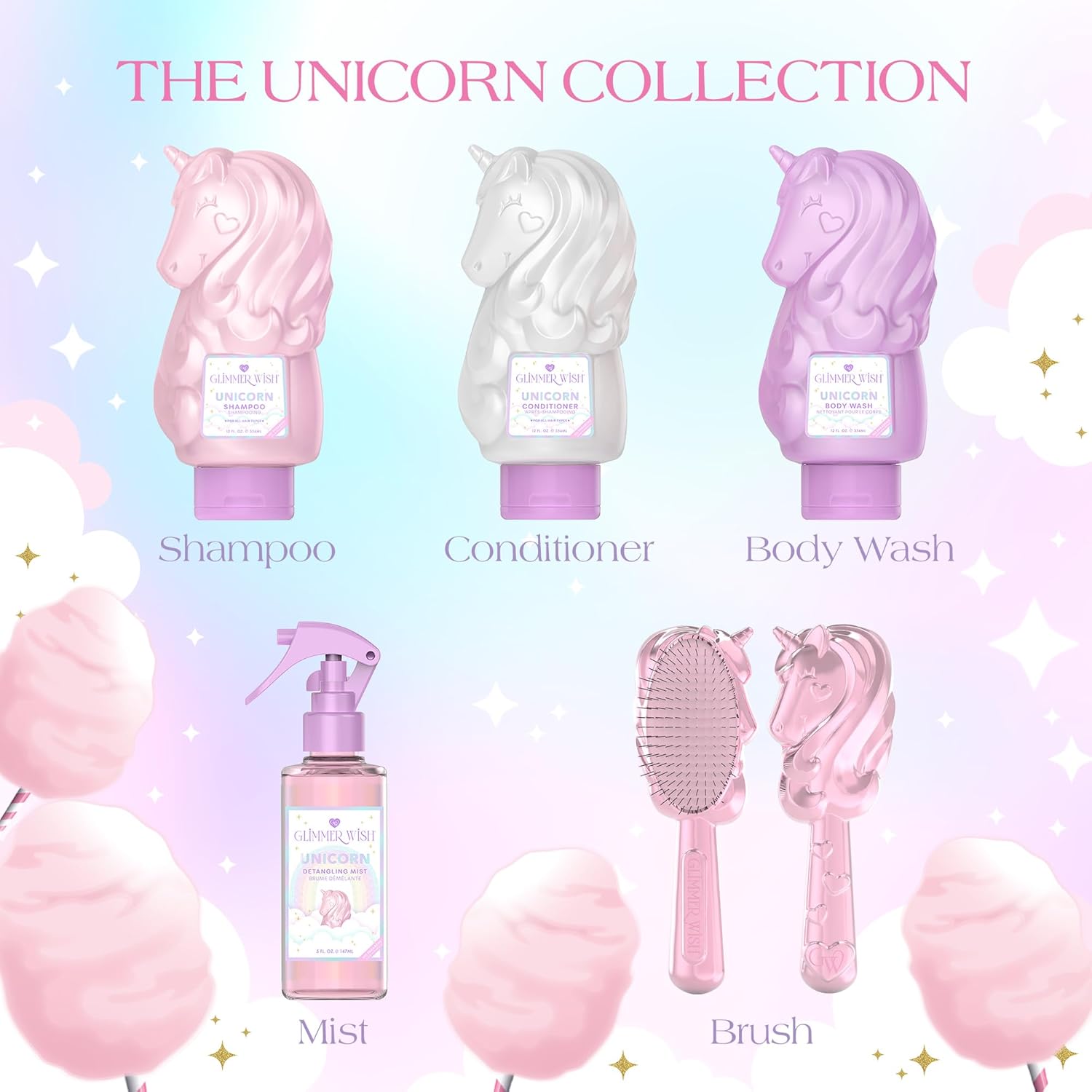 Glimmer Wish Unicorn Kids Paraben Sulfate Free Conditioner Cotton Candy Scent 12 Fl Oz - Image 8