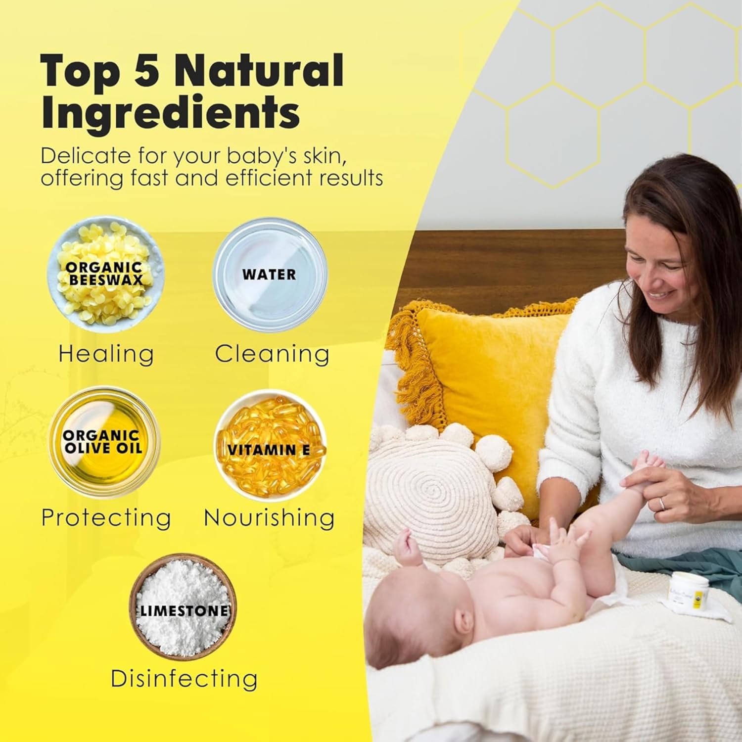 La Petite Creme Organic Diaper Balm 1 oz - Healing Nourishing Baby Lotion - Image 3