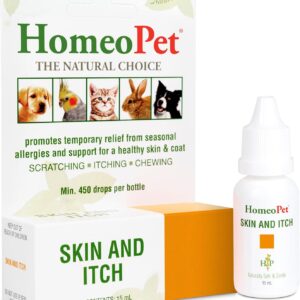 HomeoPet Skin and Itch, Safe and Natural Itch Relief for Dogs and Cats, Coat and Skin Soother for Pets, 15 Milliliters