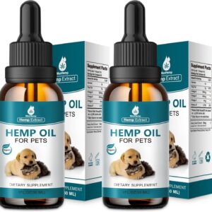 2 Packs - Pet Hemp Oil for Dogs and Cats - Anxiety, Stress Pain Holistic Inflammation Relief - for Joint Hip Arthritis, Calming Oil Drop - Organic Pets Treats