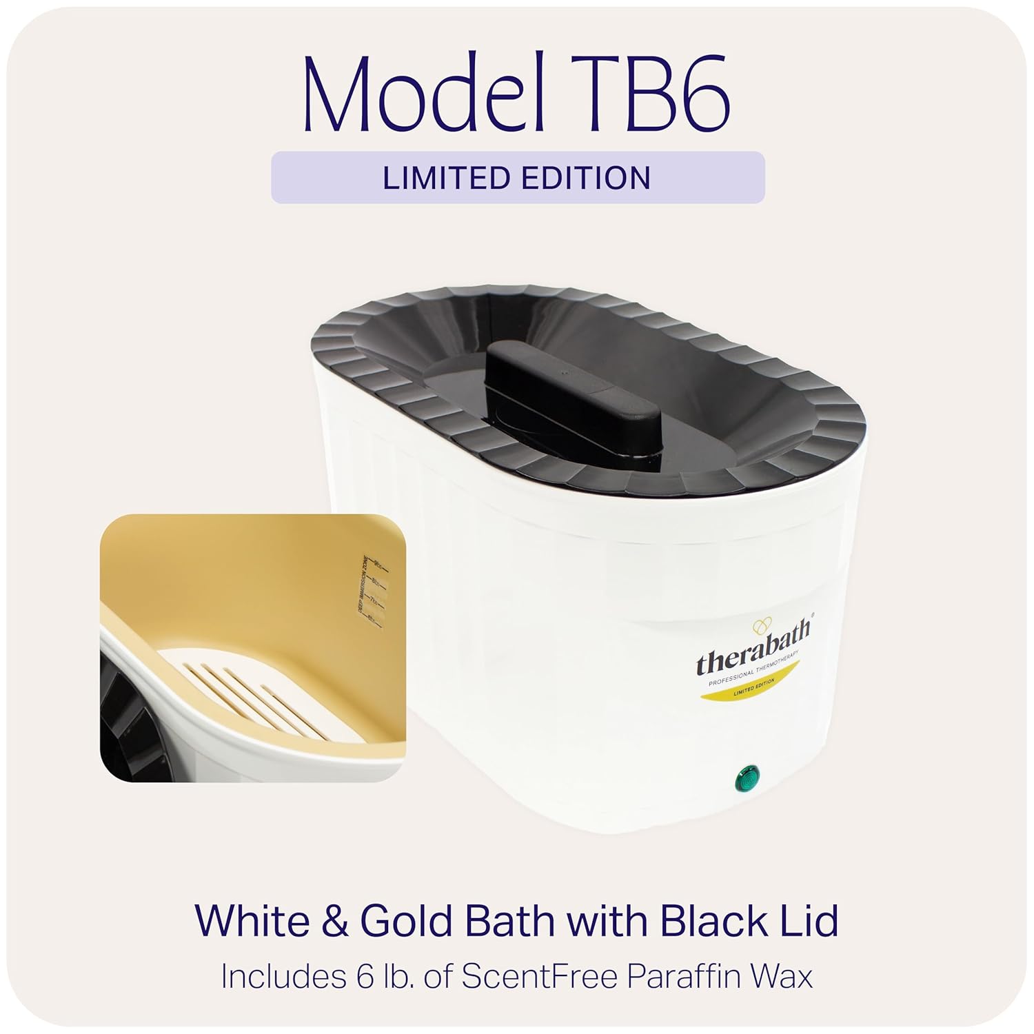 Limited Edition White & Gold Therabath TB6 Paraffin Wax Bath 6 lb Capacity for Arthritis Relief - Image 2