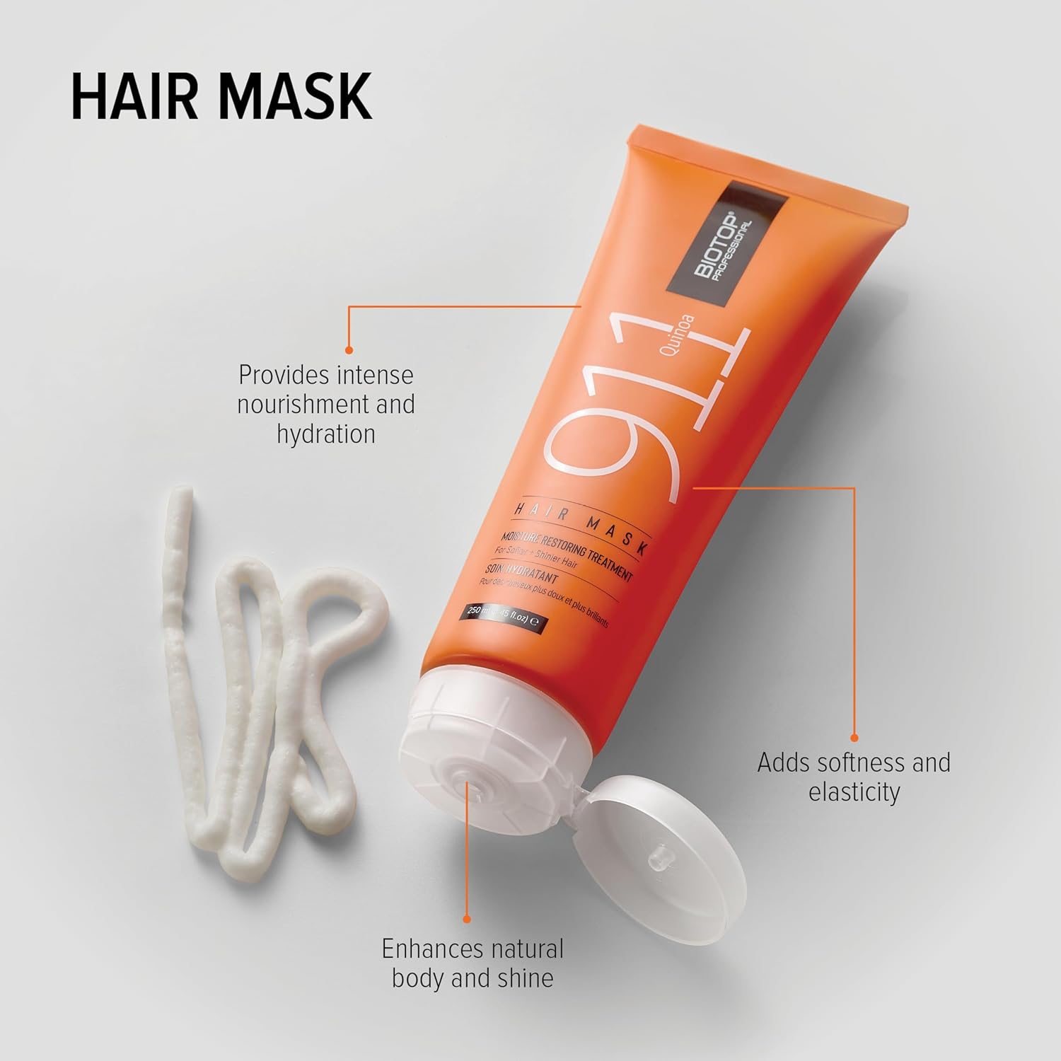 Biotop Professional 911 Quinoa Hair Mask - Repairing Hair Mask Treatment For Dry or Extremely Damaged Strands - Color Safe & Cruelty Free Hair Care - (18.6oz/550ml) - Image 2
