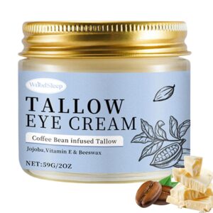 Honey Tallow Caffeine Eye Cream, Grass Fed Beef Tallow for Skin, Dark Circles Puffy Eyes Treatment for Women Men, Anti-Wrinkle Anti-Aging Cream & Moisturizer, Caffeine Eye Serum 59g