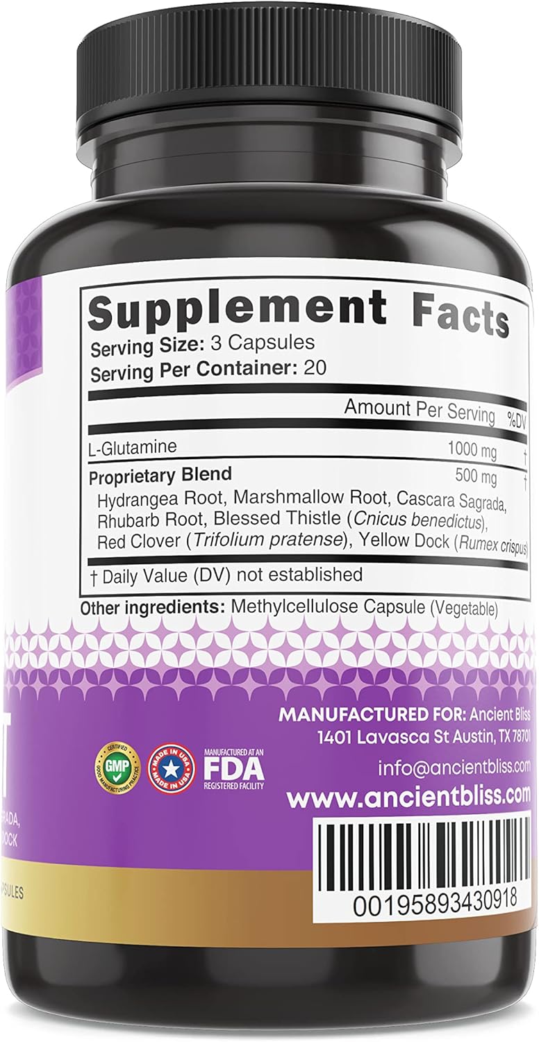 Ancient Bliss 60 Vegan L-Glutamine Capsules Leaky Gut Support - Image 6