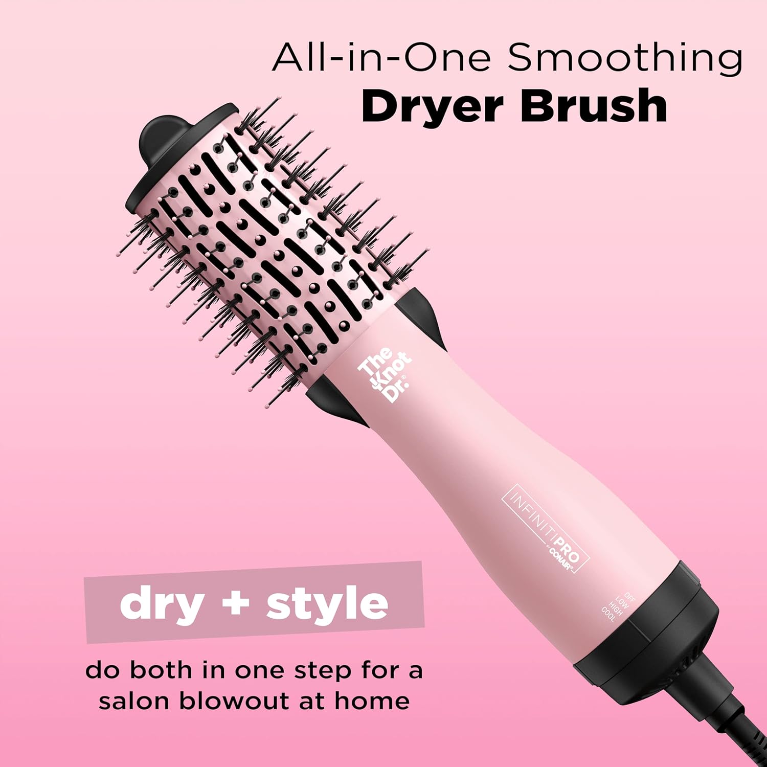 INFINITIPRO BY CONAIR Knot Dr. Compact Oval Hair Dryer and Volumizer Brush - Image 2