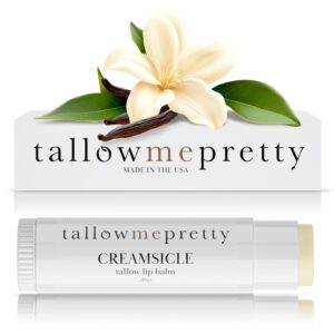 Creamsicle Lip Balm, Luxuriously Soothing & Protective Tallow Lip Balm w/Nutrient-Rich Tallow, Vanilla Bean, Sweet Orange Essential Oil & More, Non-Toxic Lip Care, USA Made, .15 Oz.