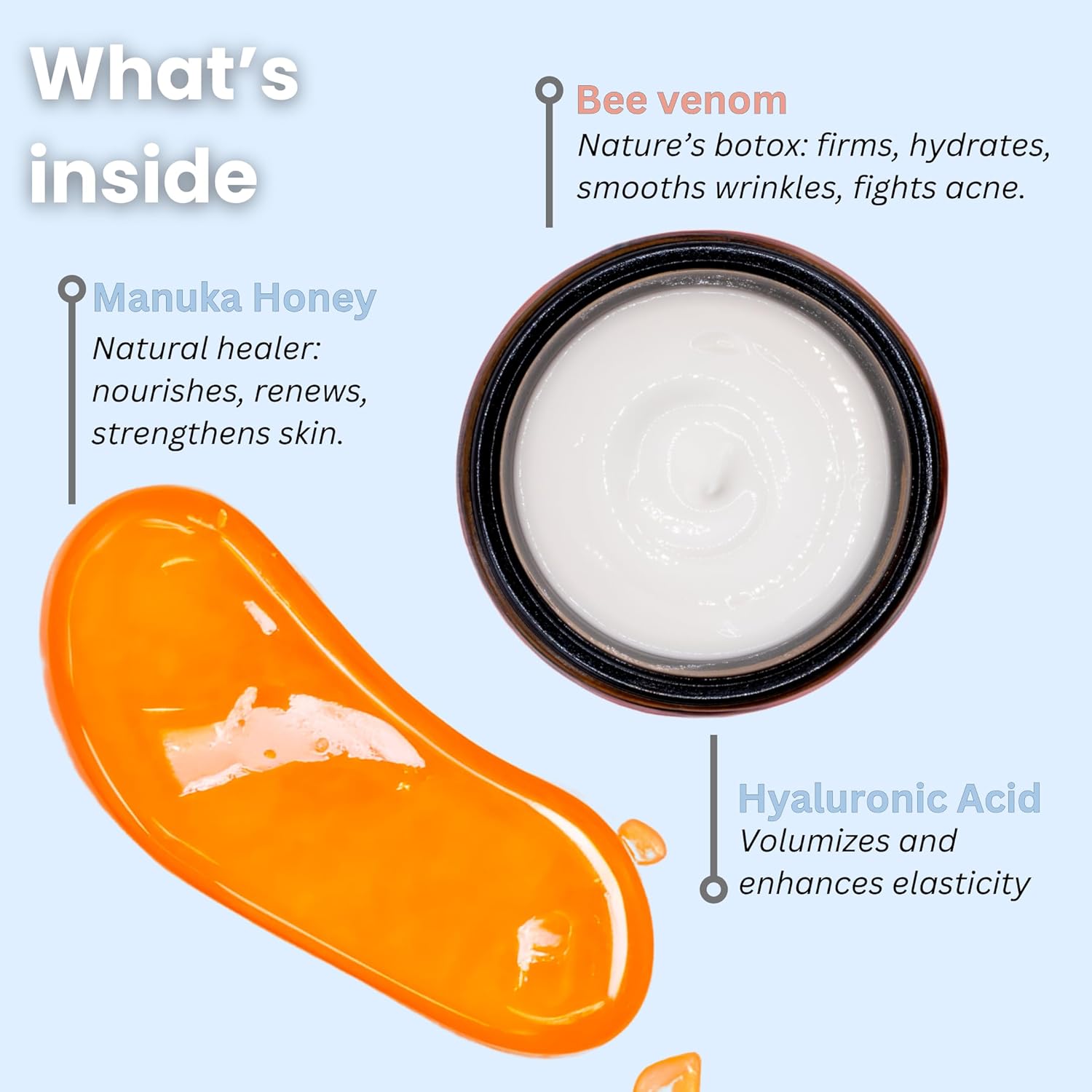 Organic Bee Venom + Manuka Day Barrier Face Moisturizer | Hydrating, Anti-Wrinkle, Collagen Booster | 2.5 month supply, 2oz/60ml | Made in New Zealand - Image 3