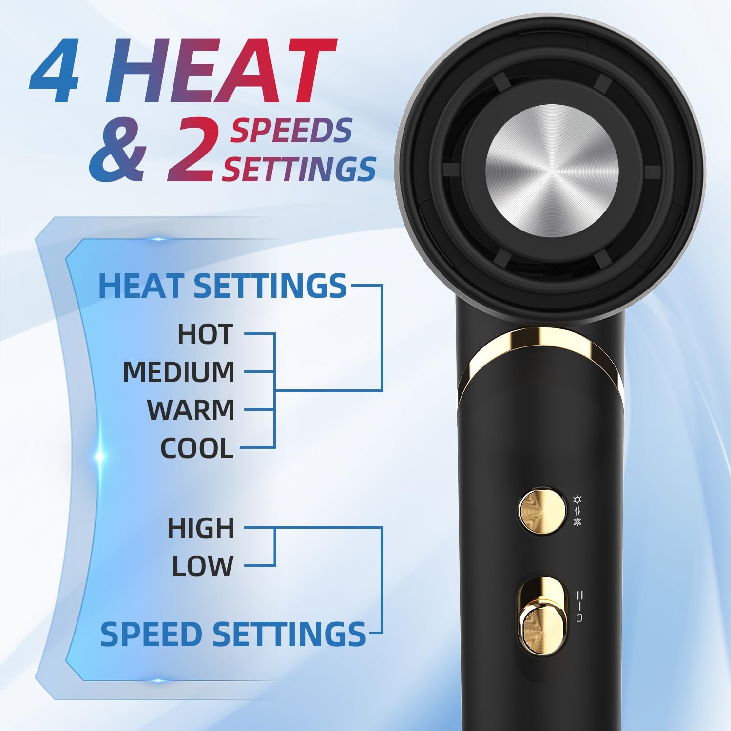 Foldable Professional Hair Dryer with Diffuser, Lightweight, High-Speed Motor, Travel Ready - Image 6