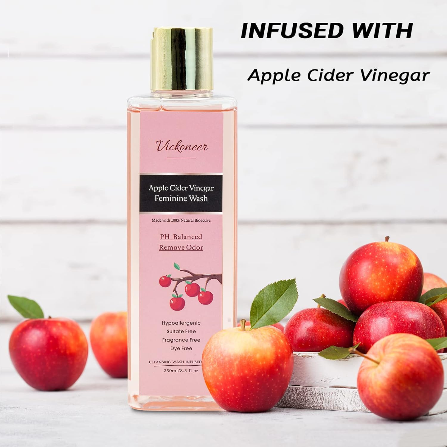 Vickoneer Intimate Yoni Wash for Women Feminine Wash, Vaginal Wash with Apple Cider Vinegar, pH Balance for Women Vaginial Deodorants, Daily Cleansing Wash, Fresh and Gentle on Skin, 250ml/8.5 fl oz - Image 7