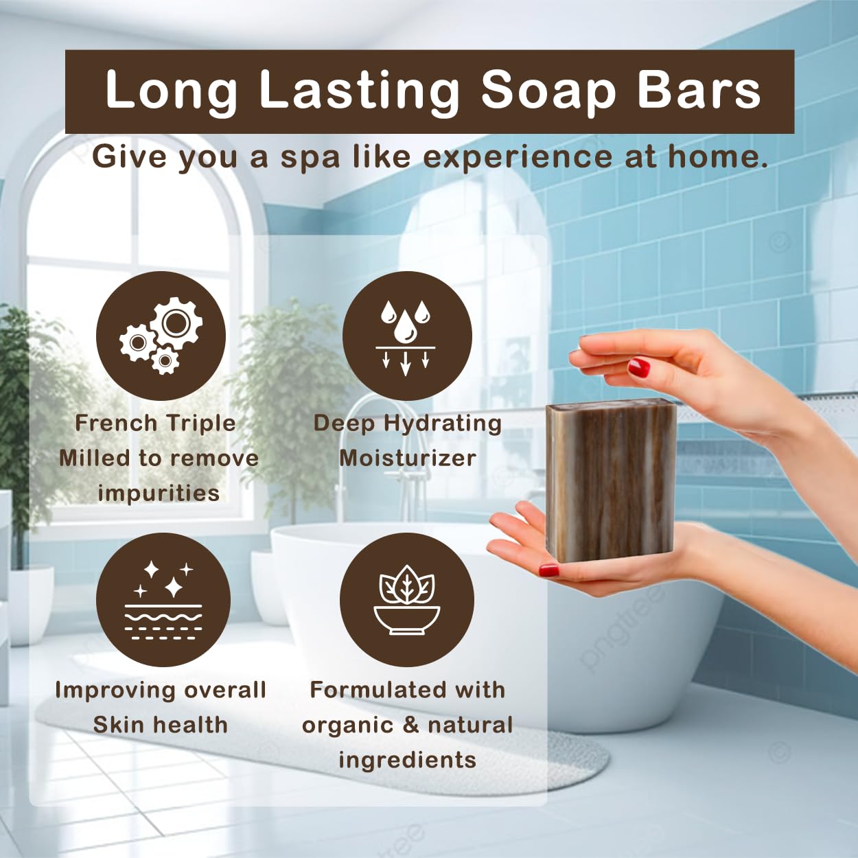 Sandalwood Scented Natural Soap Bars (12 Bars), 3.5oz Moisturizing French Triple Milled Soap Bars Enriched with Shea Butter - Pure Plant Oil Bath & Body Soap Bars - Image 3