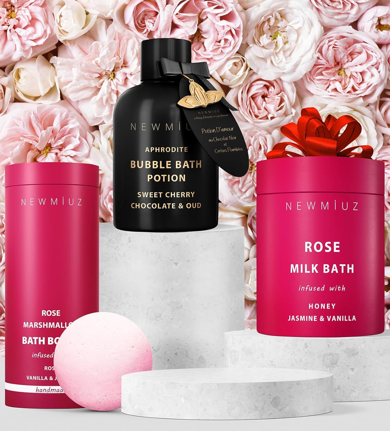 Rose Vanilla Mega Foaming Bath Bomb 6 oz - Nourishes Dry Skin, Stress Relief - Image 5