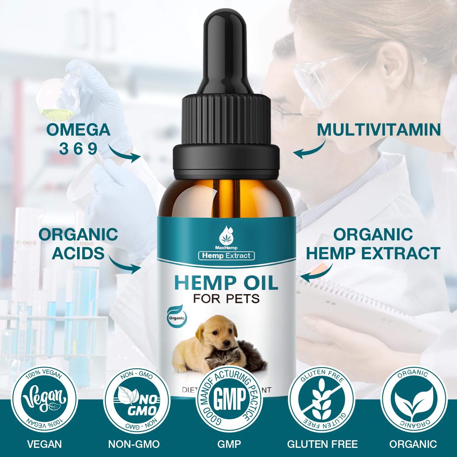 3 Pack Organic Pet Hemp Oil Natural Calming for Dog Cat Anxiety Pain Relief - Image 5
